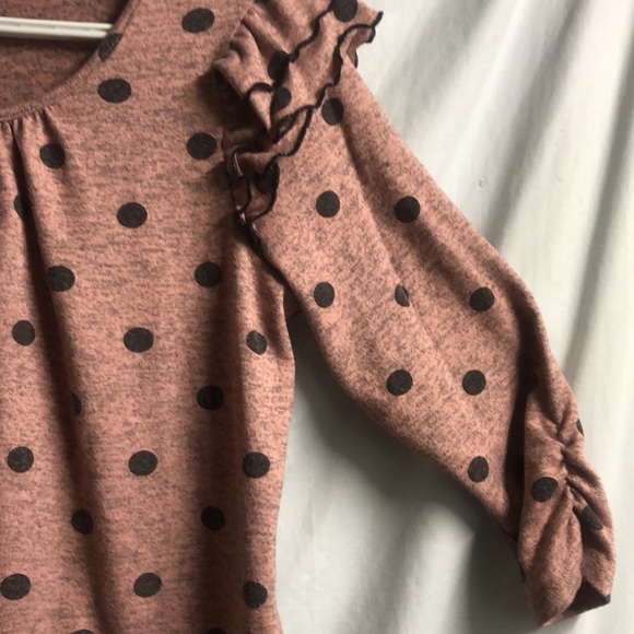 Adrienne Vittadini mauve heather gray polka dot blouse medium - Picture 4 of 12